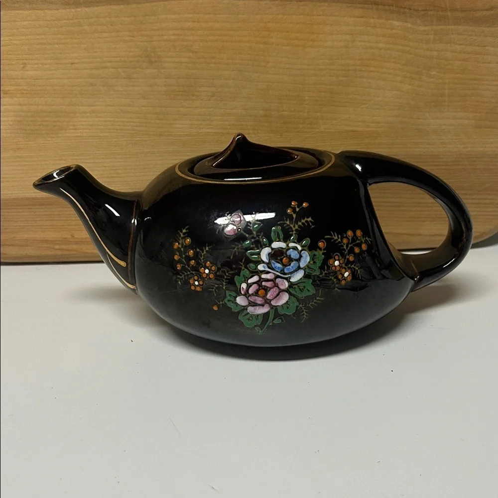 Vintage Japanese redware moriage teapot